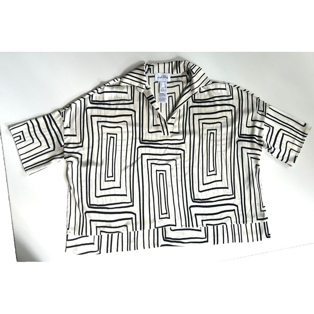 Joseph Ribkoff Abstract Coastal Grandma Effortless Cream/Black Size 10